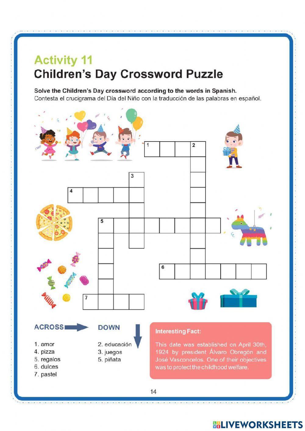 Children’s Day Crossword Puzzle