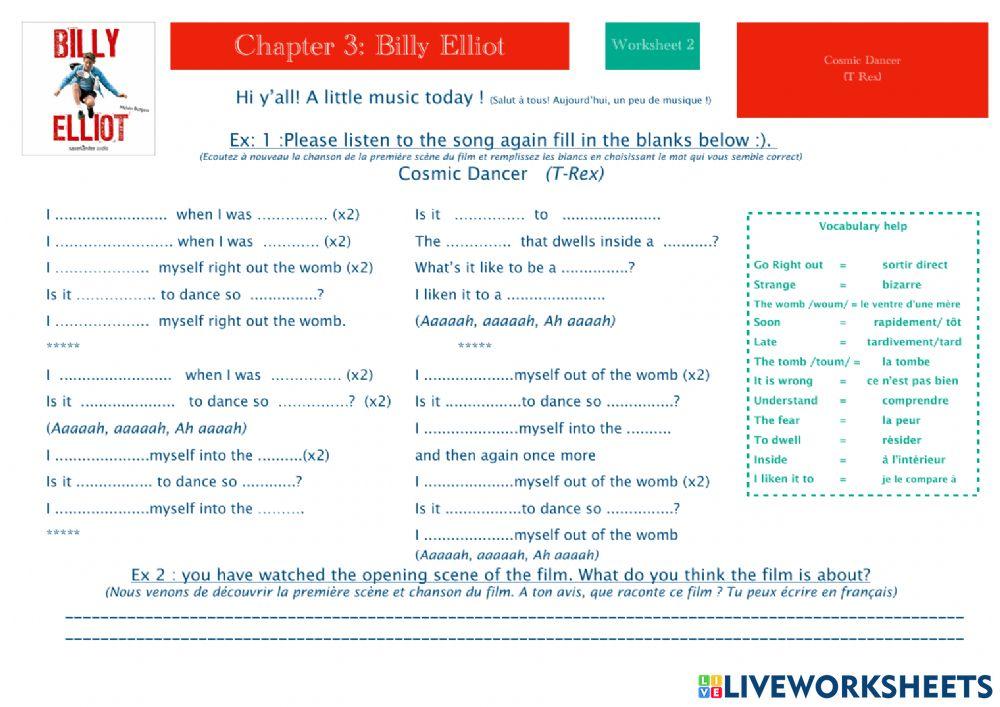 Billy Elliot Worksheet 2
