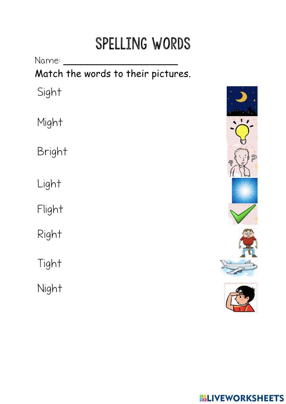 Spelling words -igh-