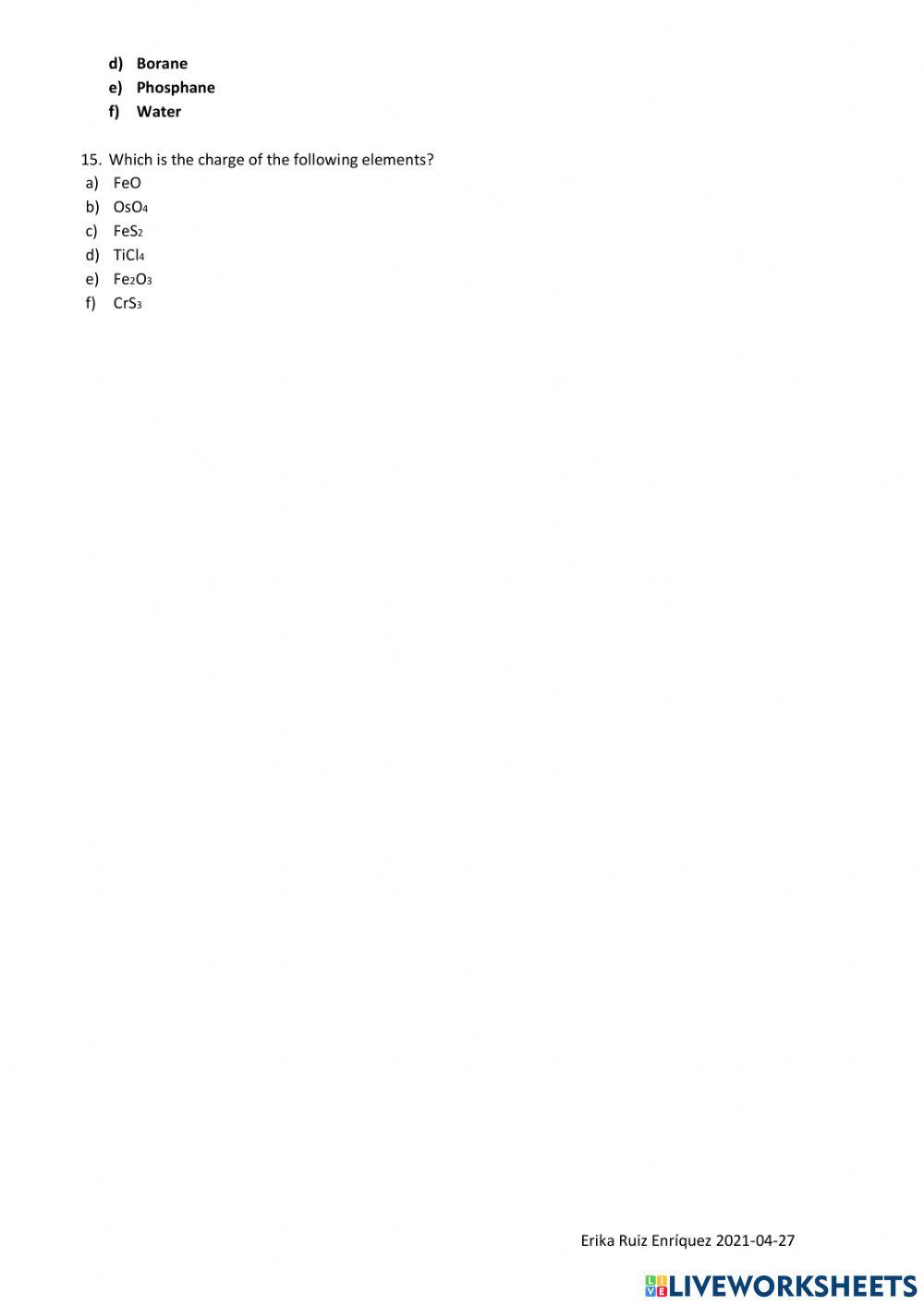 Atomic structure and chemical substances