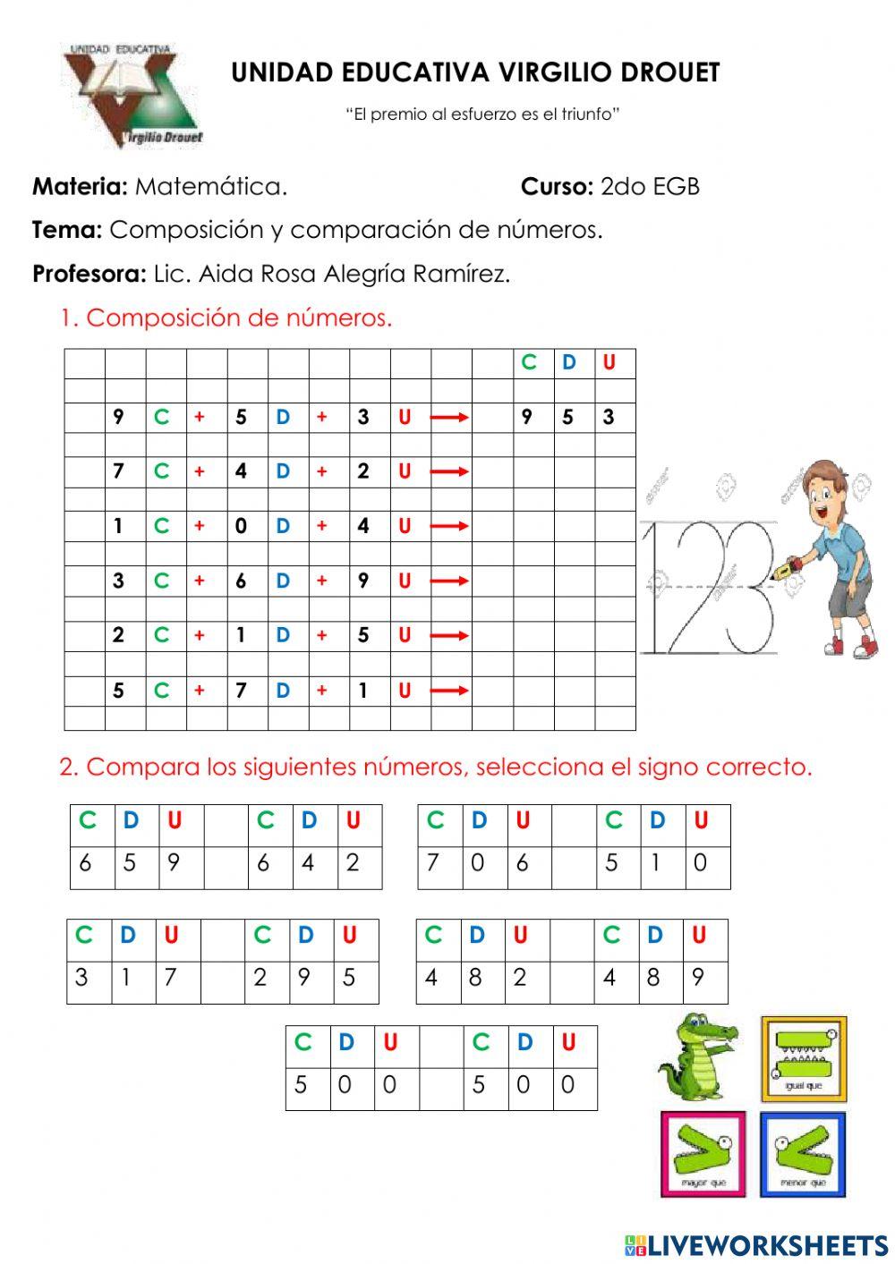 Descomposición y comparación de números