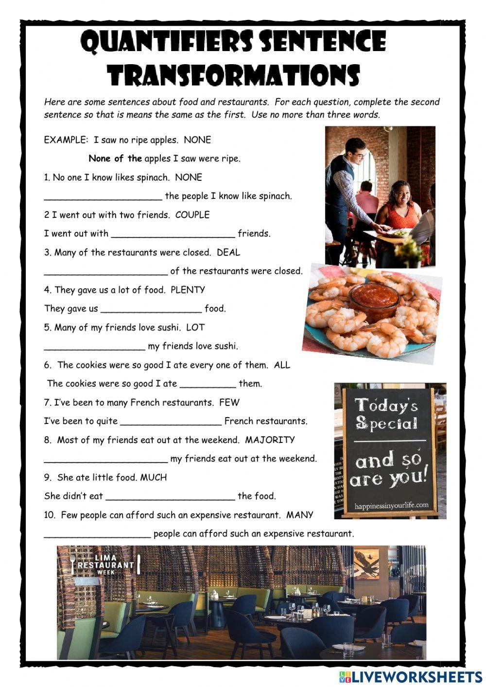 Quantifiers Sentence Transformations