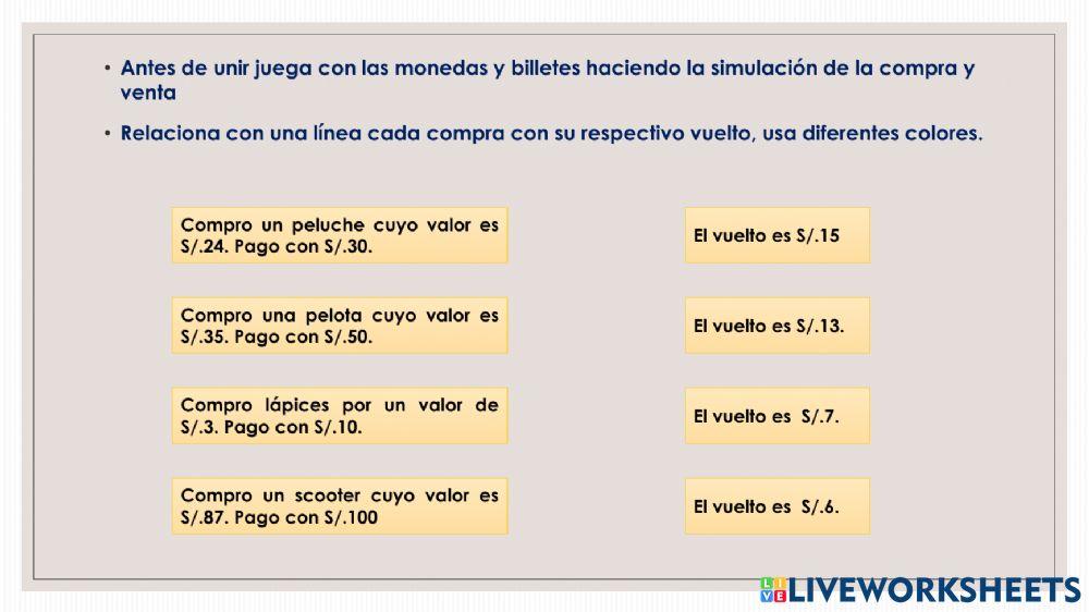 Resuelvo problemas con monedas y billetes