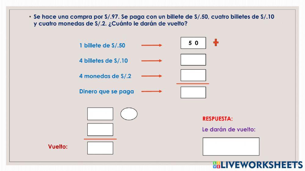 Resuelvo problemas con monedas y billetes
