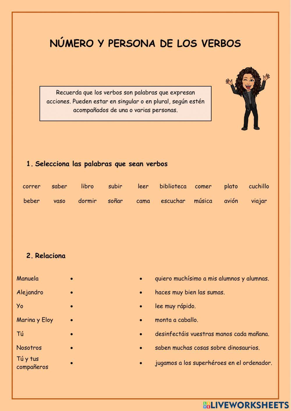 Número y persona de los verbos