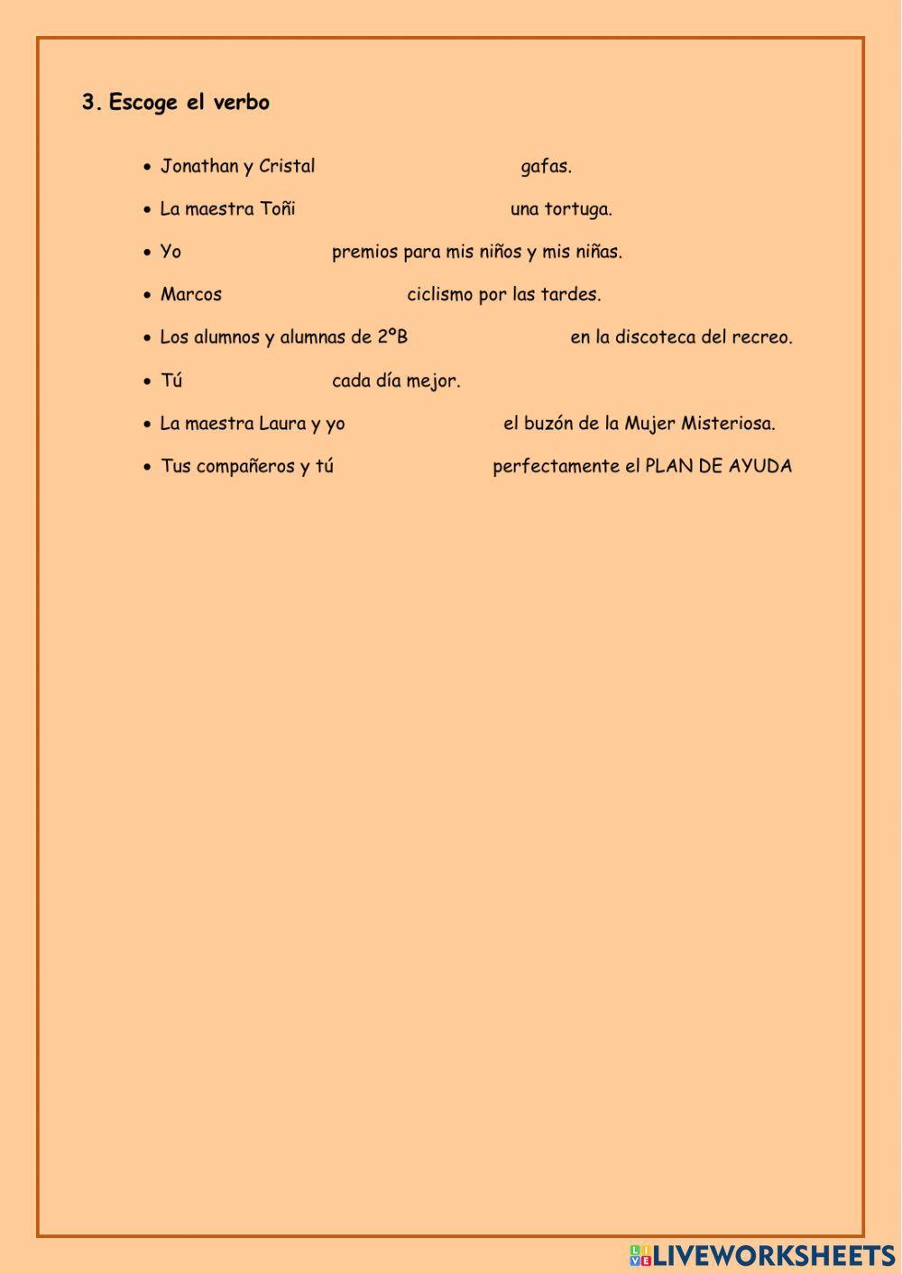 Número y persona de los verbos