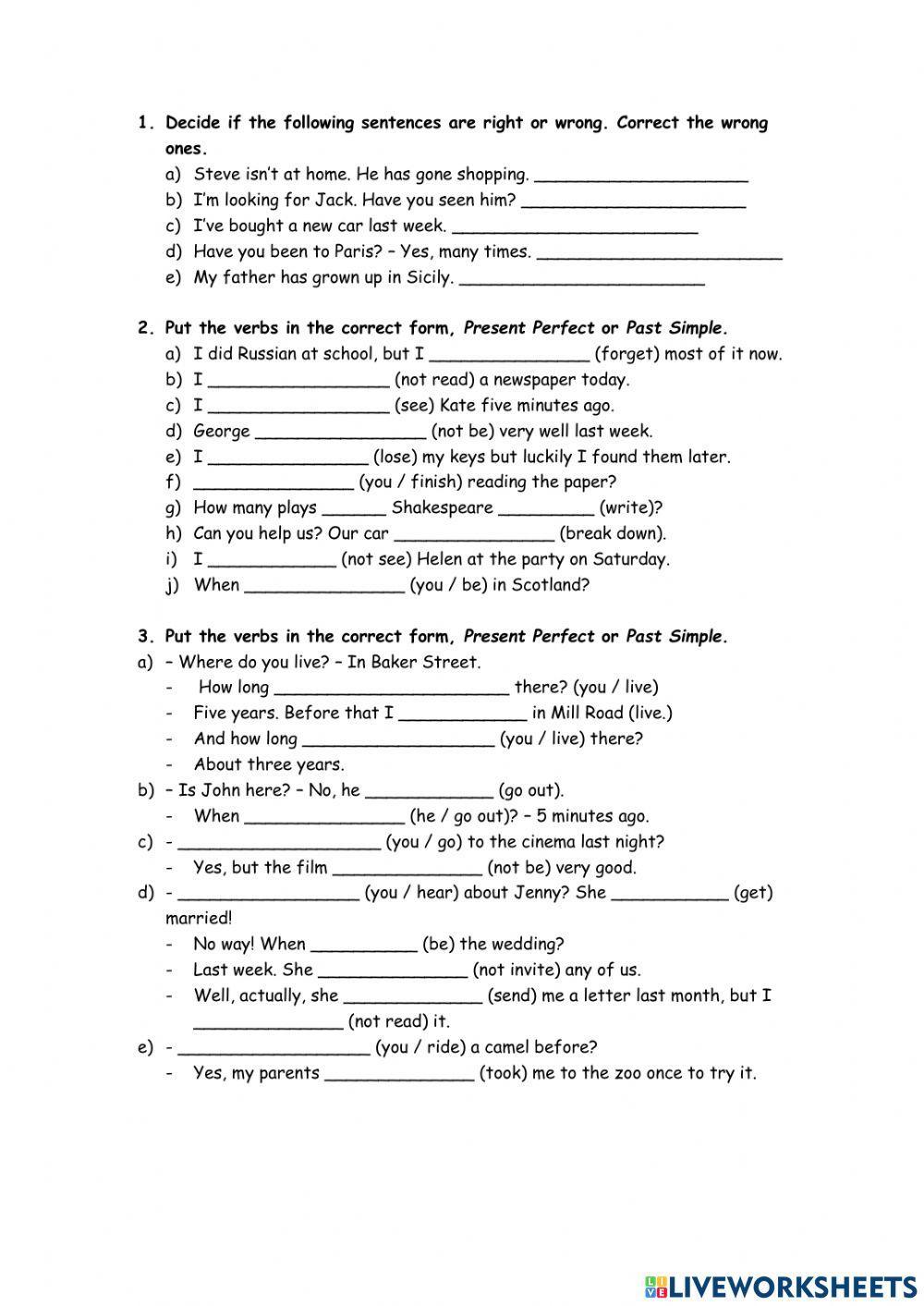 Present Perfect vs Past Simple