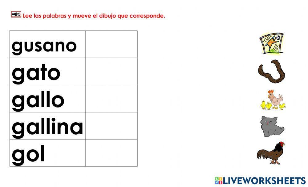 Gg1: Mover dibujos a palabras 1