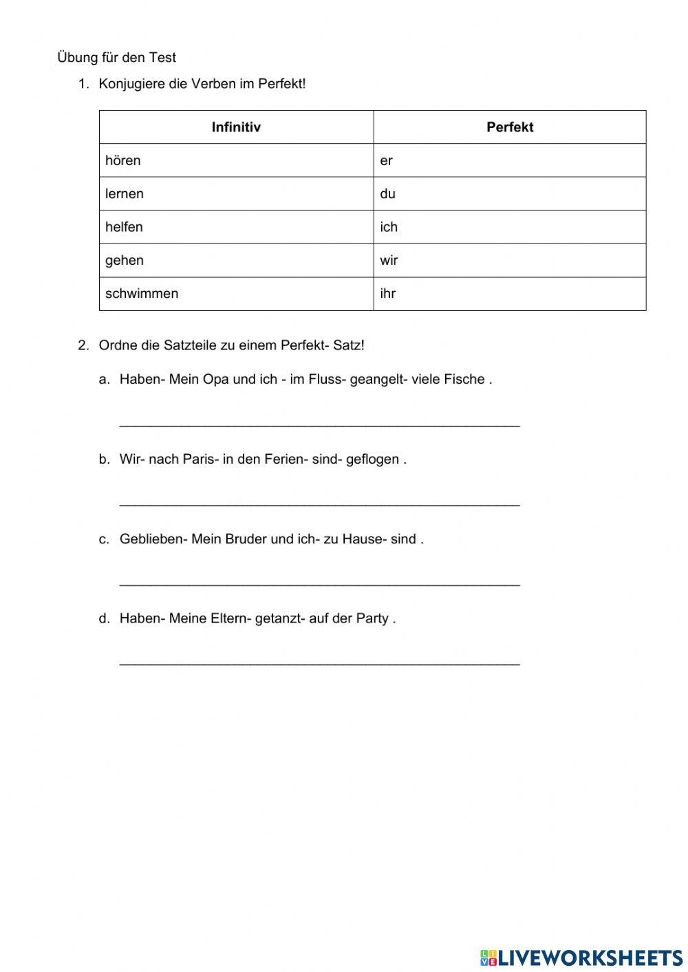 Übung für den TEst