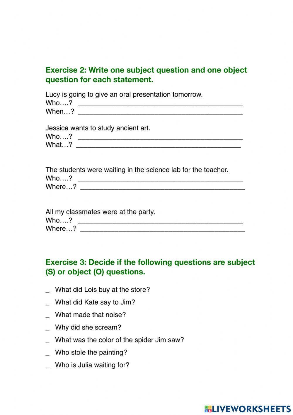 Word order in questions