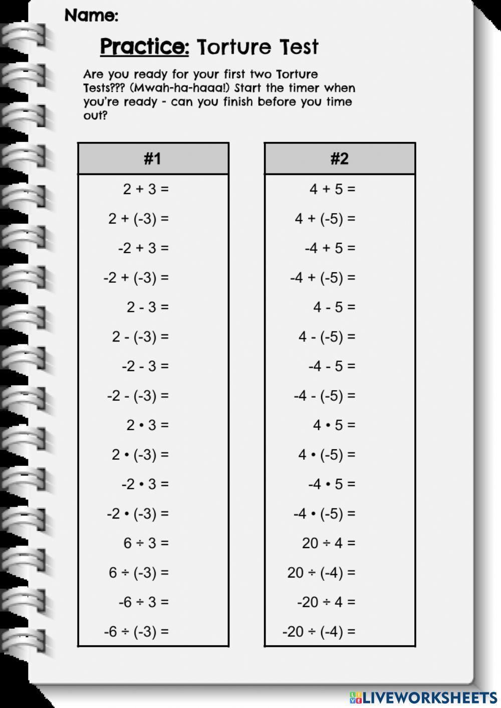 Practice: All Operations on Integers (Torture Test)