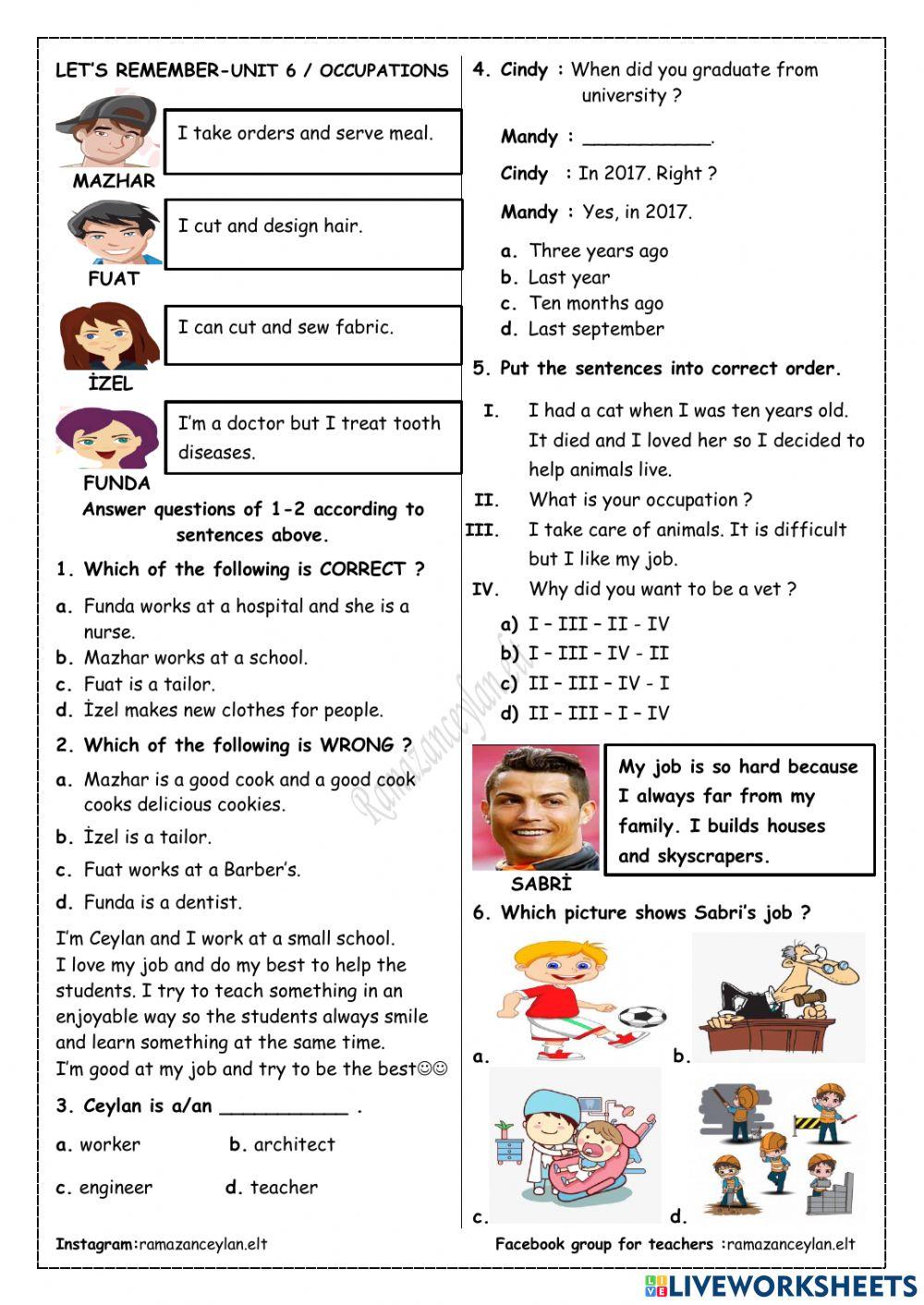 6th grade - UNİT 7 - DENEME