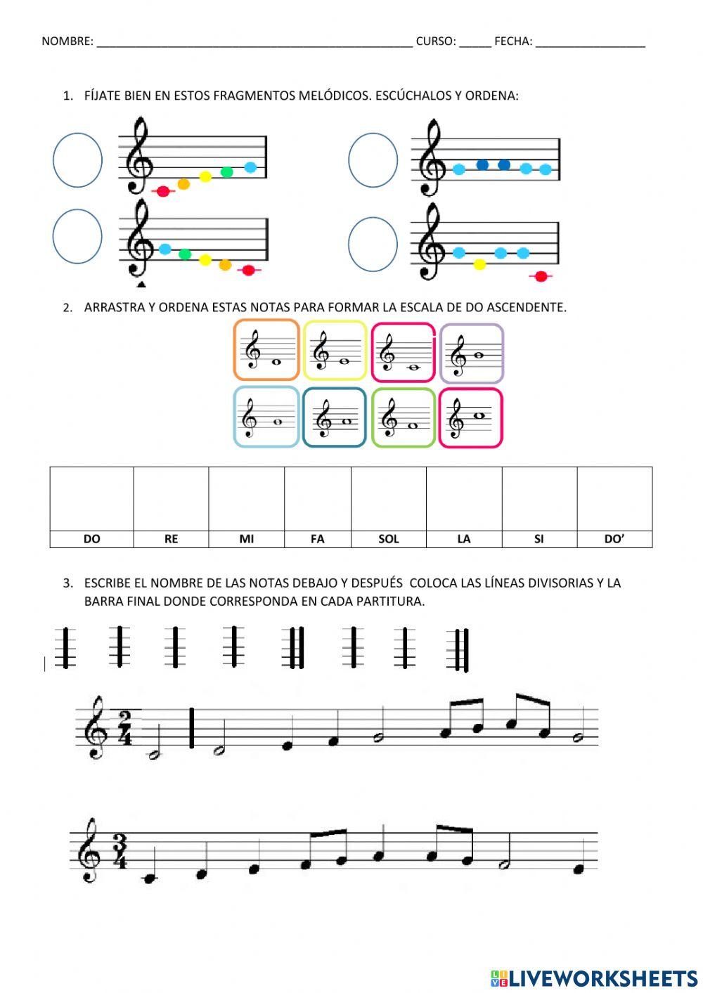 Notas en el pentagrama