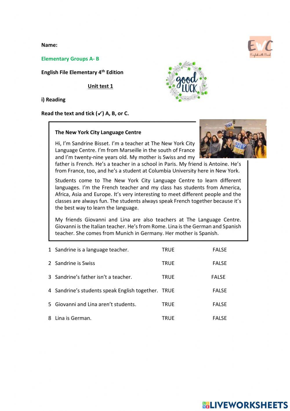 Test Unit 1elementary