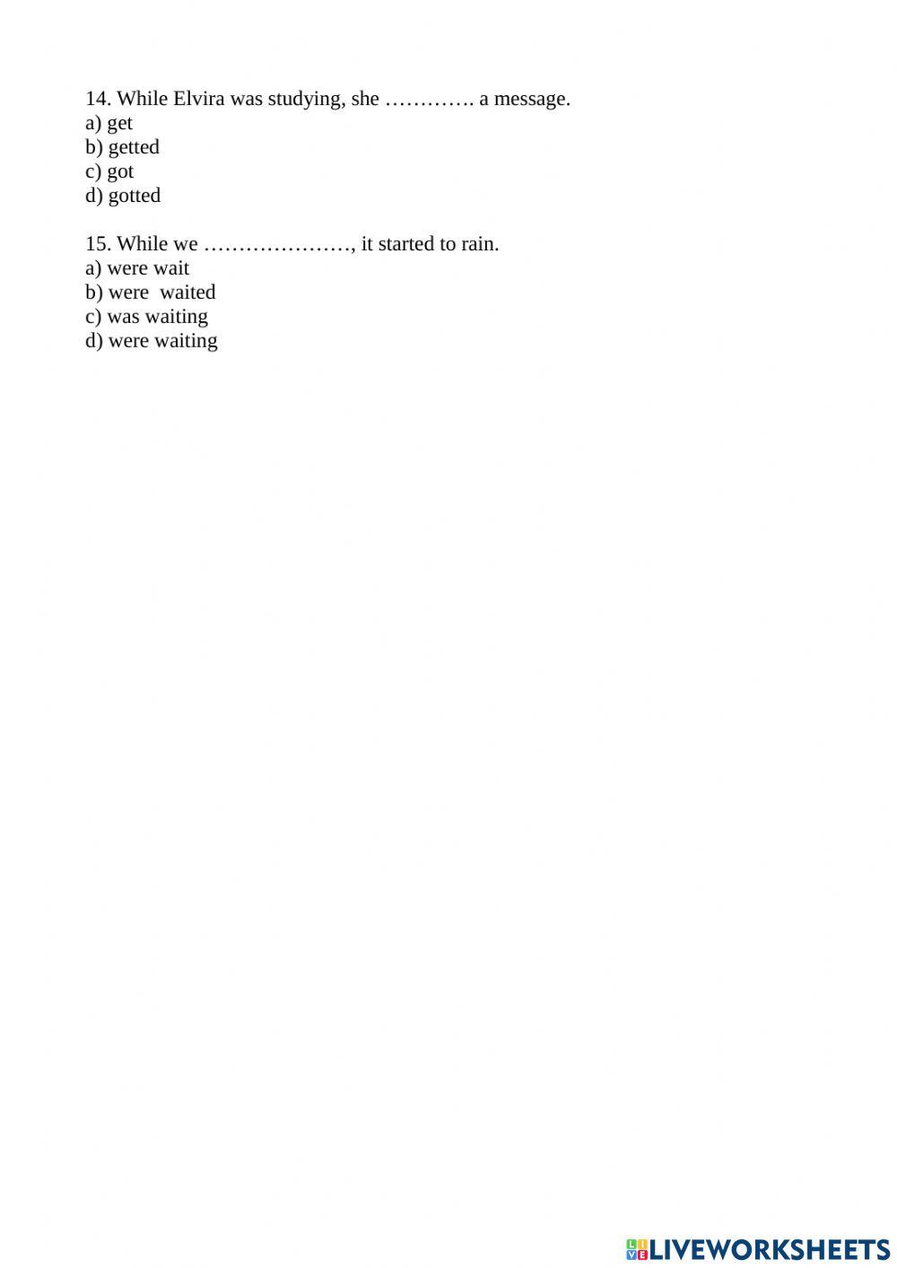 Past continuous & past simple.containers & materials.