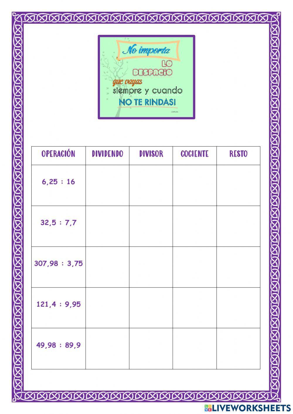 Divisiones con decimales