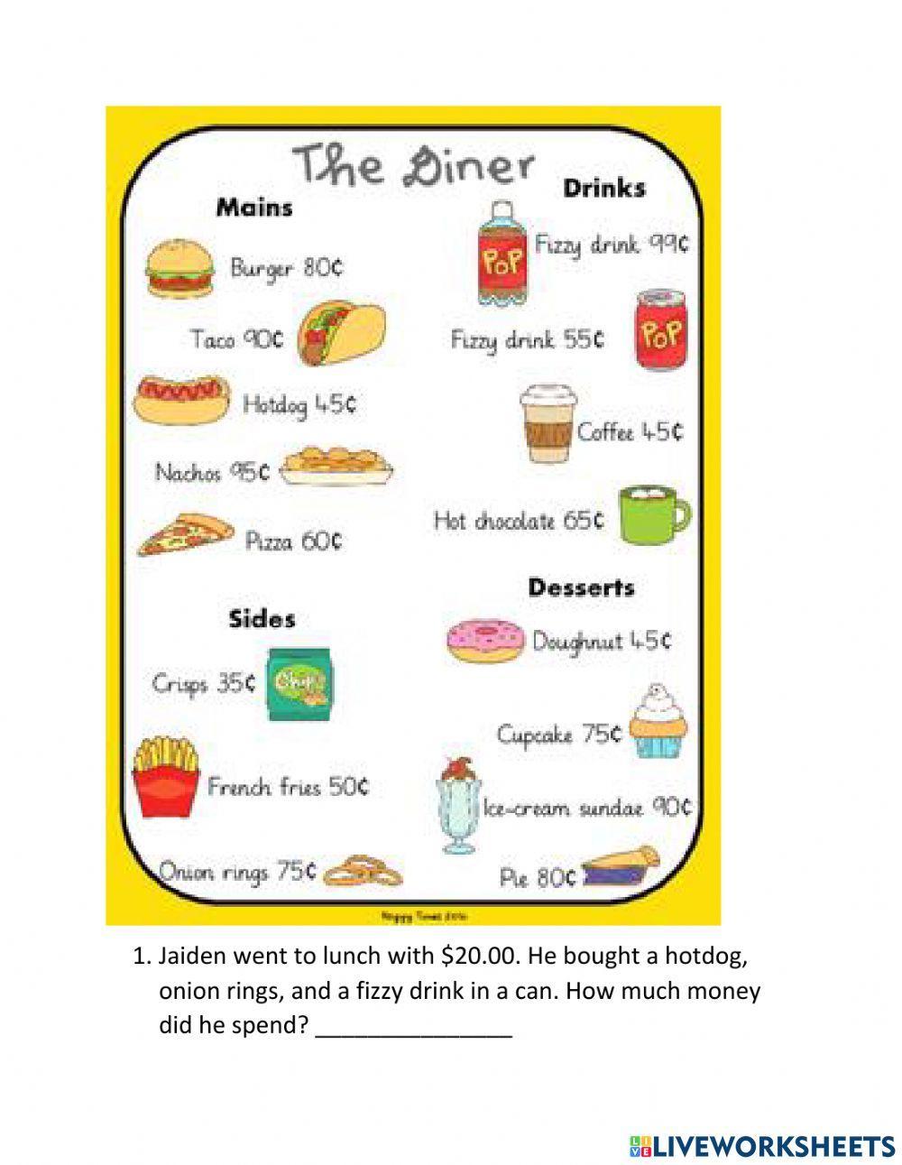 Menu Math Menu Math