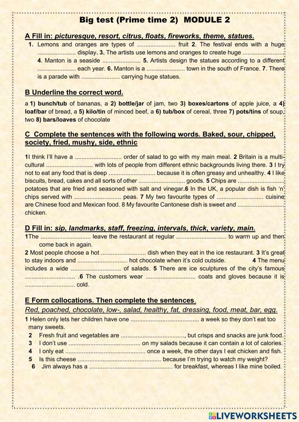 Big test (Prime time 2) module 2