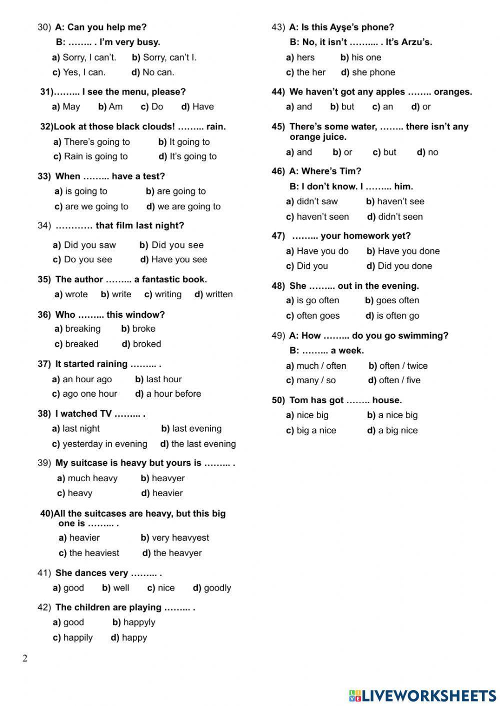 951850 placement test alexsmith liveworksheets