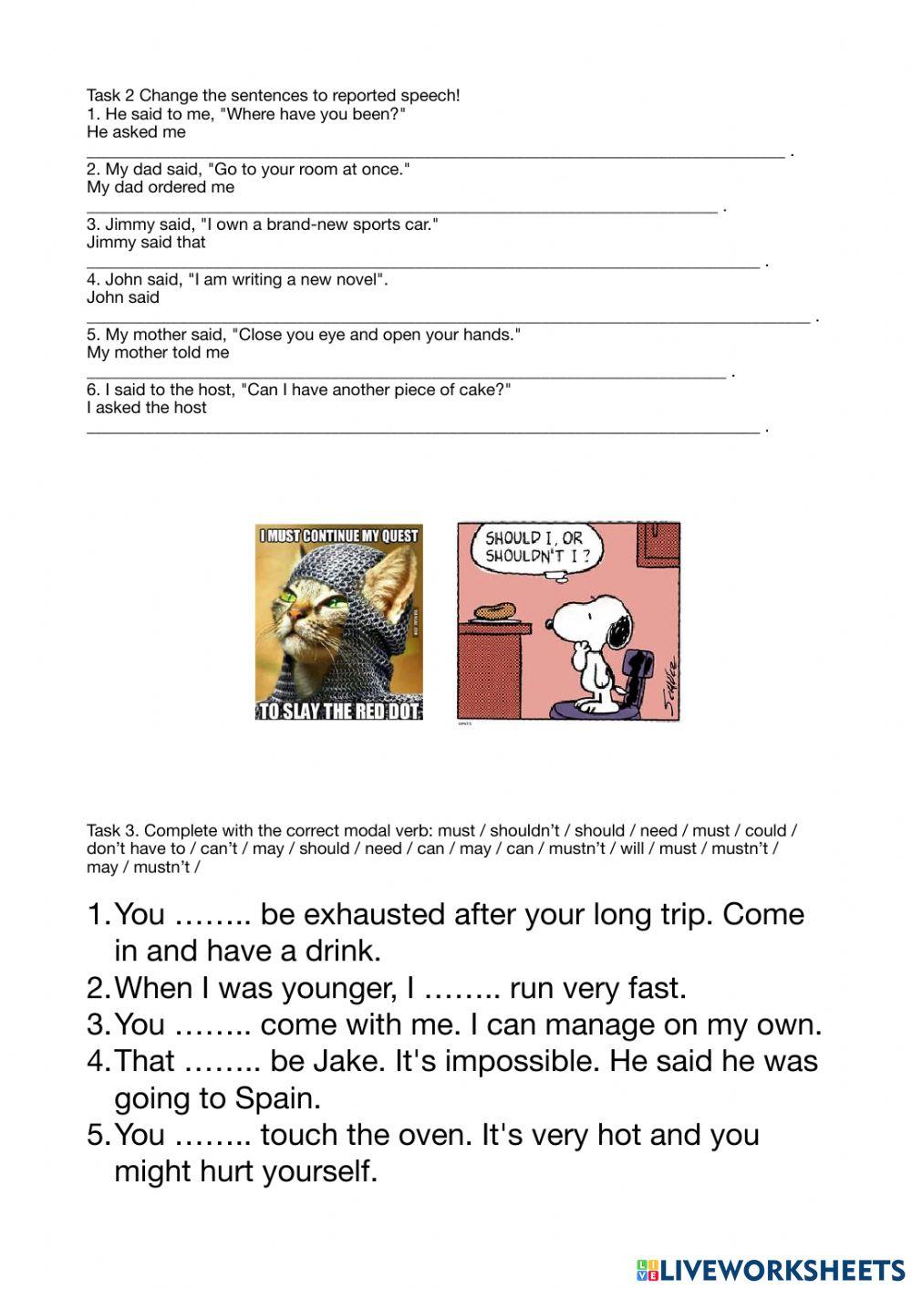 Modal verbs reported speech