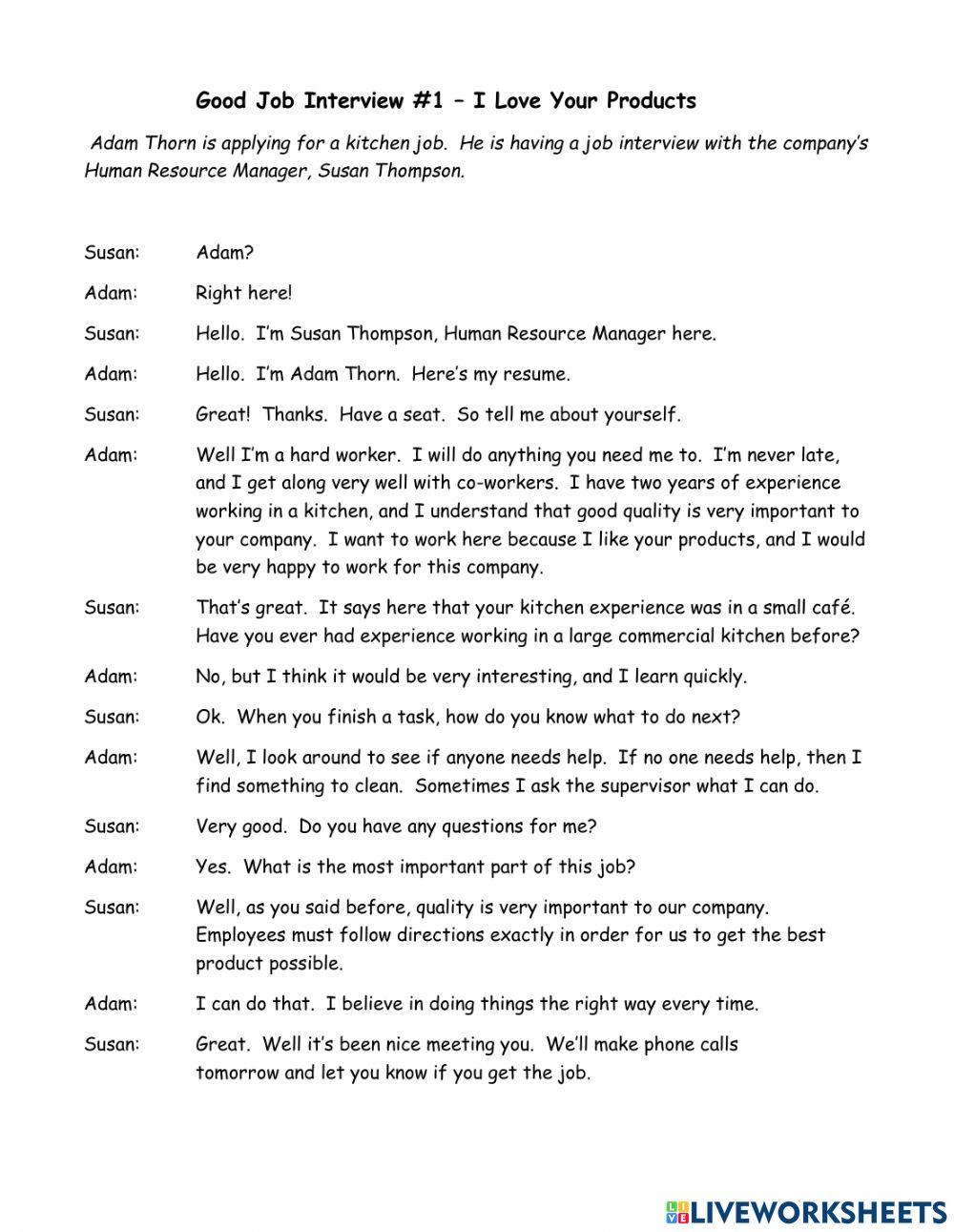 6561929 job interview dialogue list assess barbara