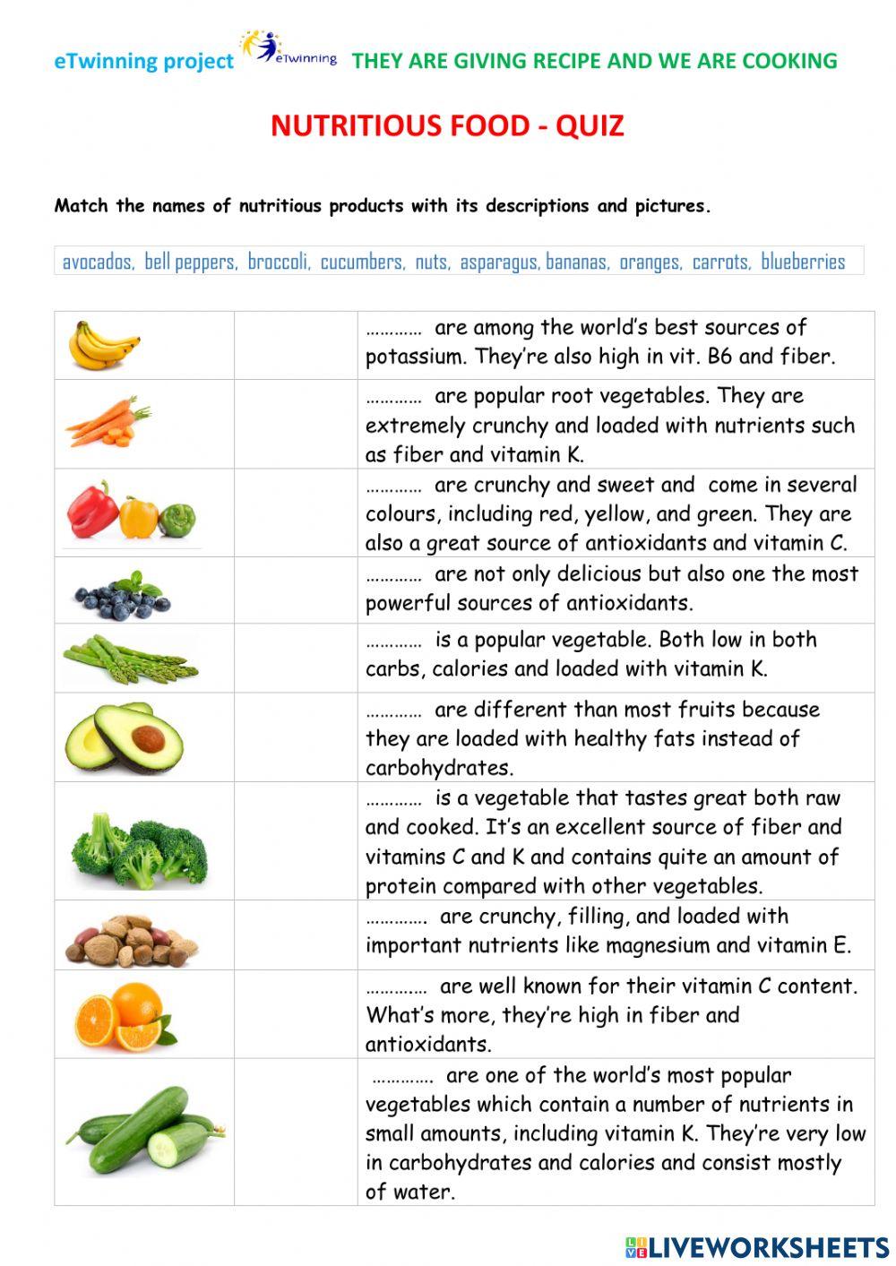 Nutritious food - quiz