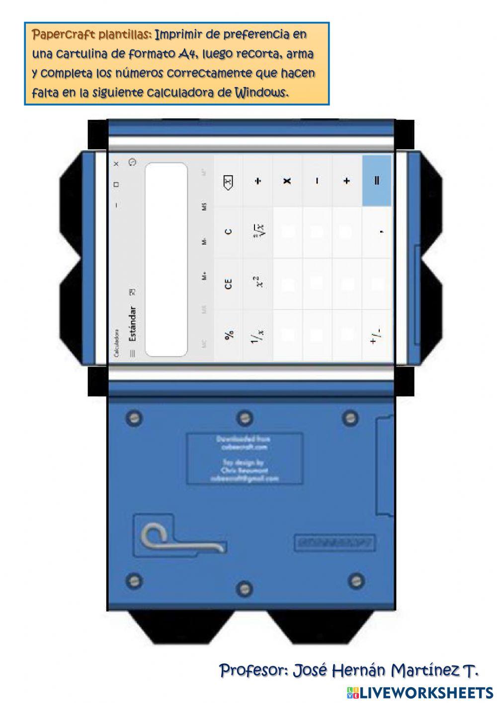 Papercraft Calculadora de Windows.