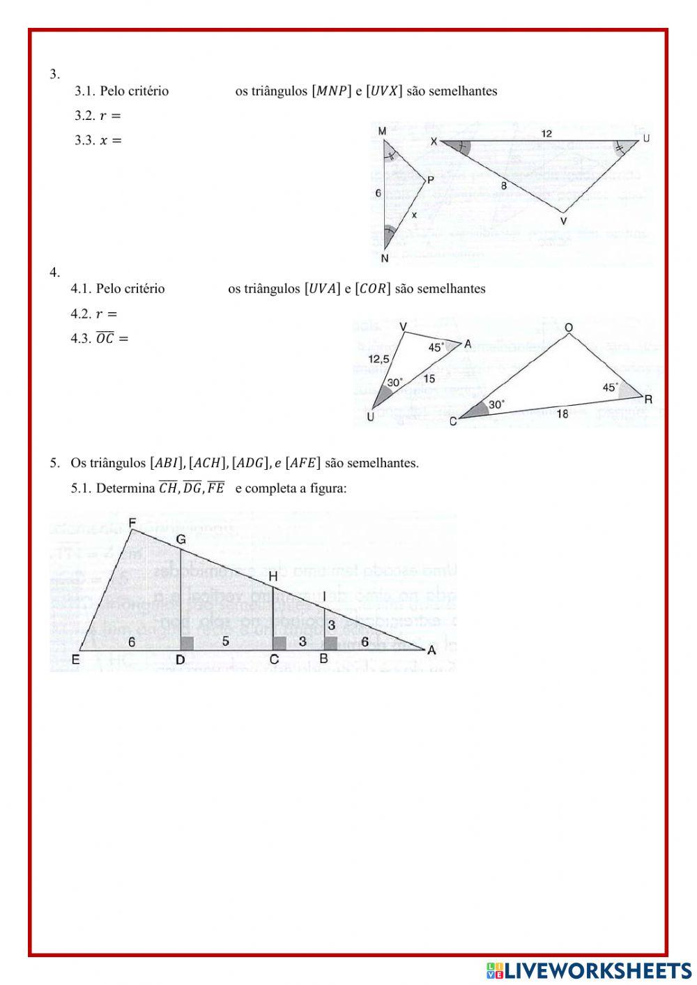 Semelhanças de triângulos 7.2