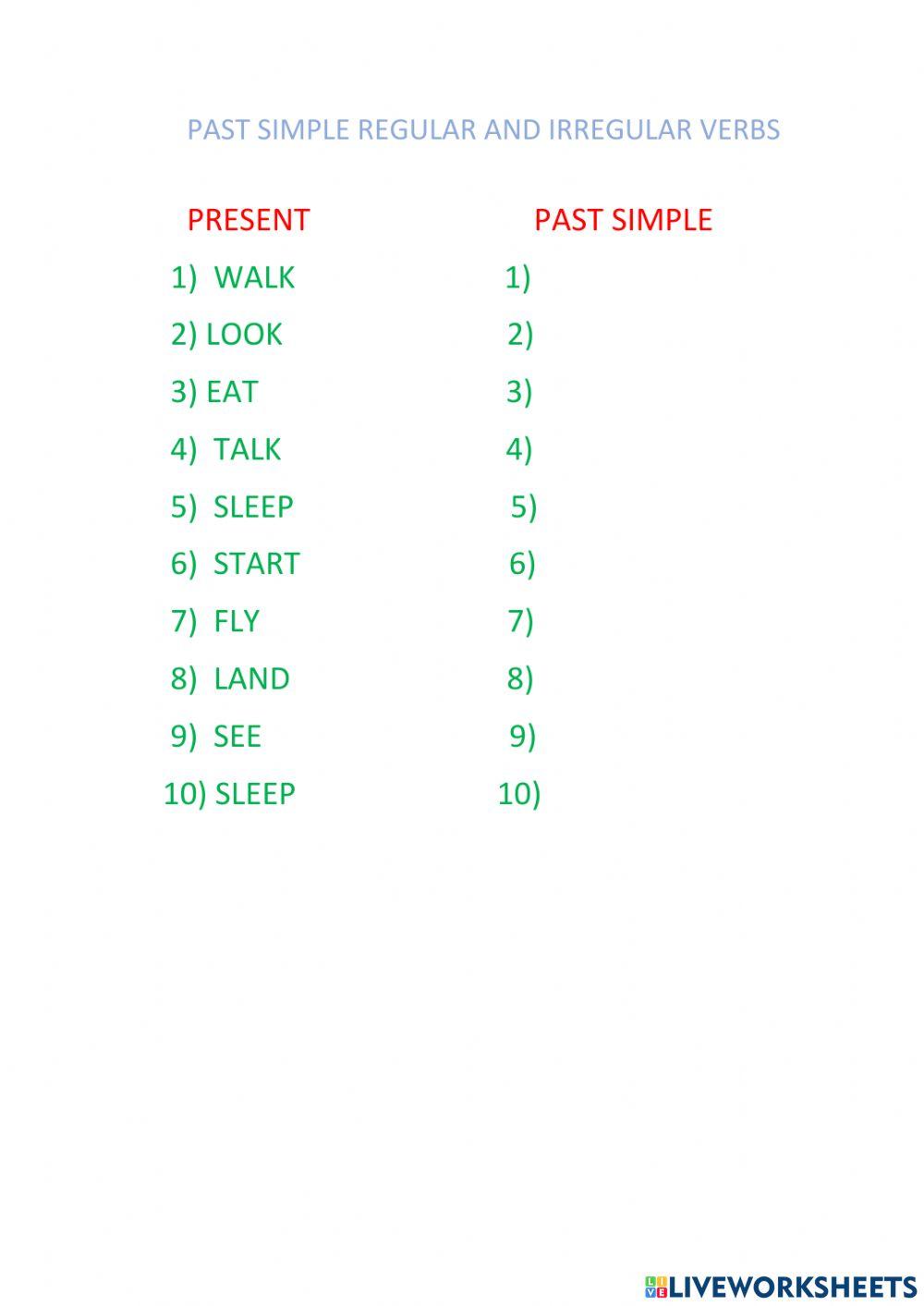 Past simple 10 verbs