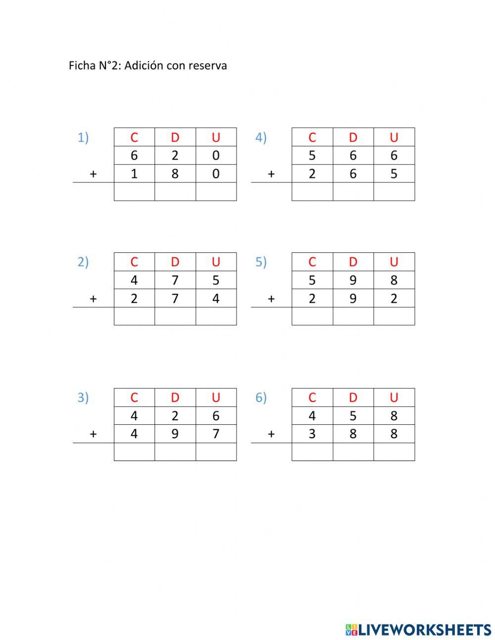 Ficha 2- adiciones con reserva
