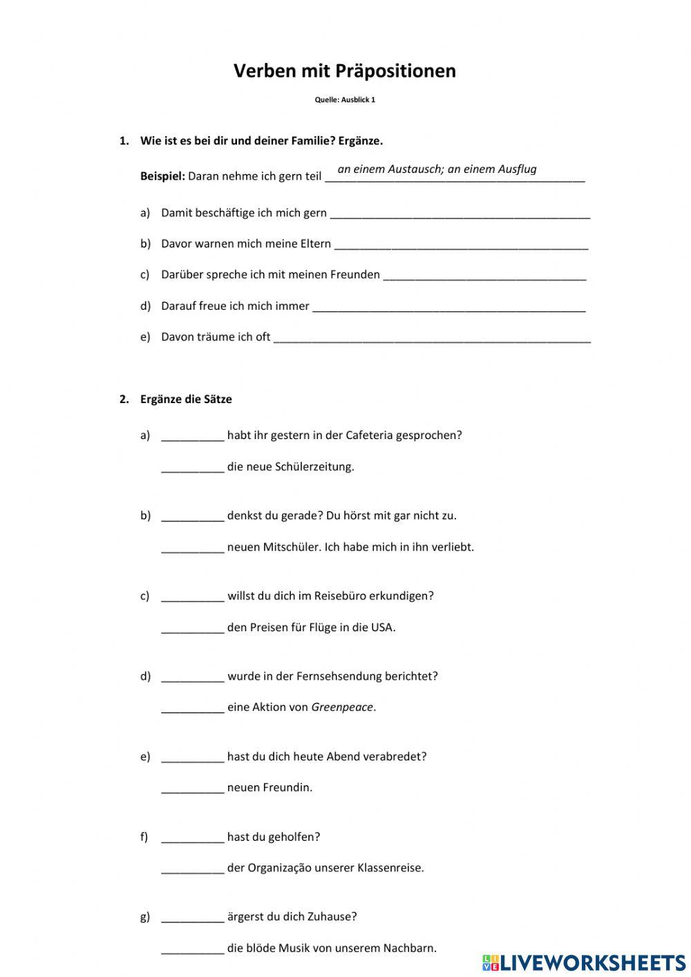 Verben mit Präpositionen