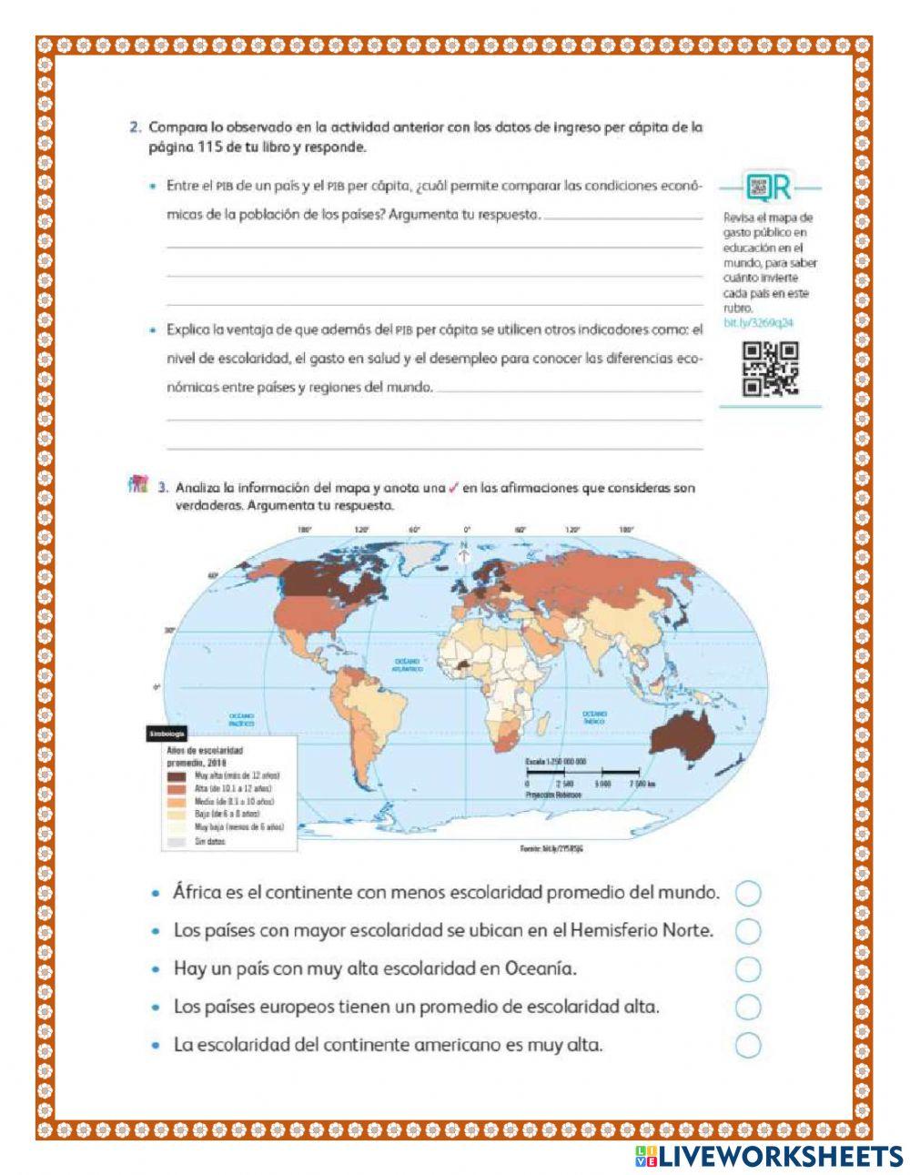 Países con mayor y menor desarrollo económico