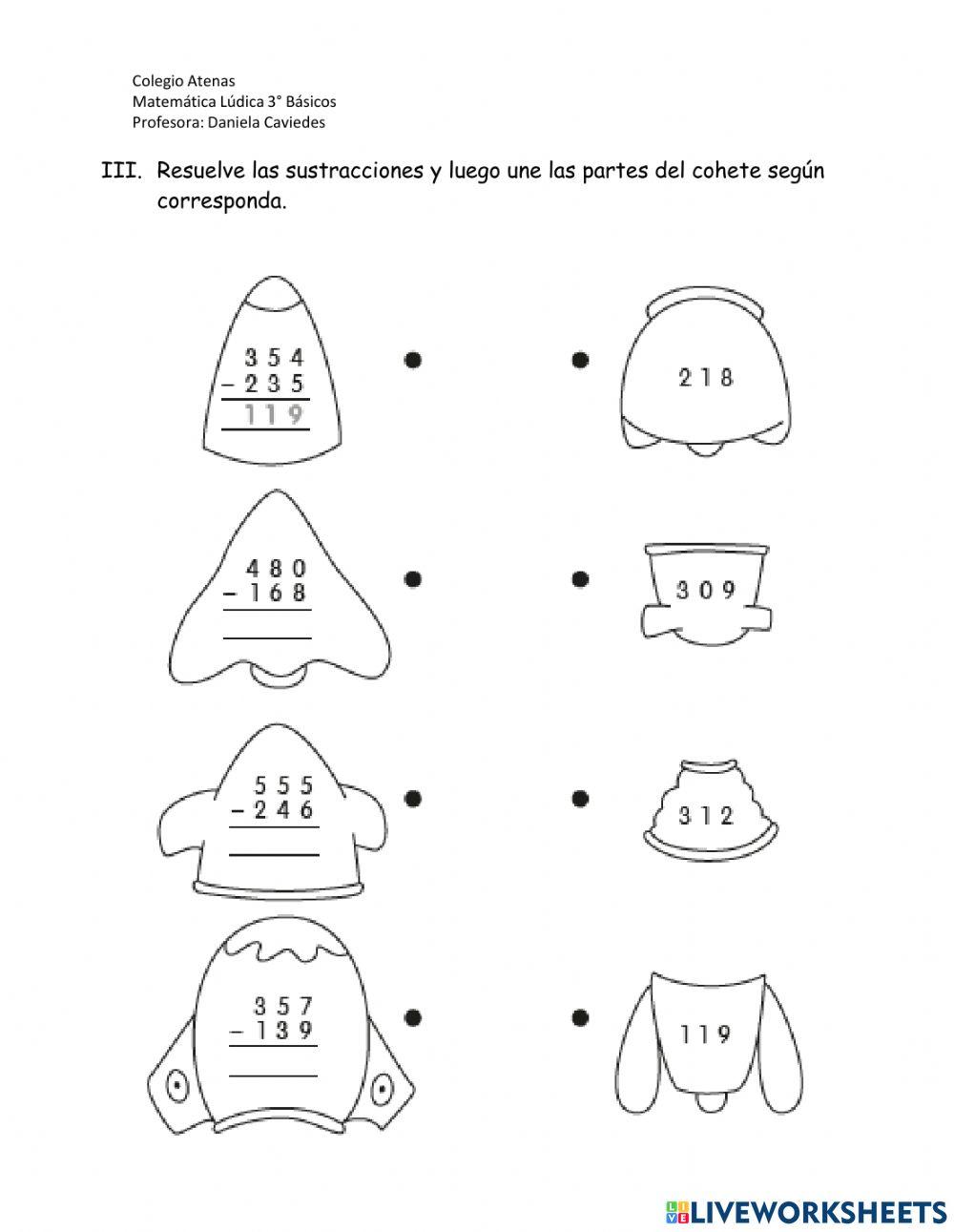 Sustracciones de 3 dígito con canje