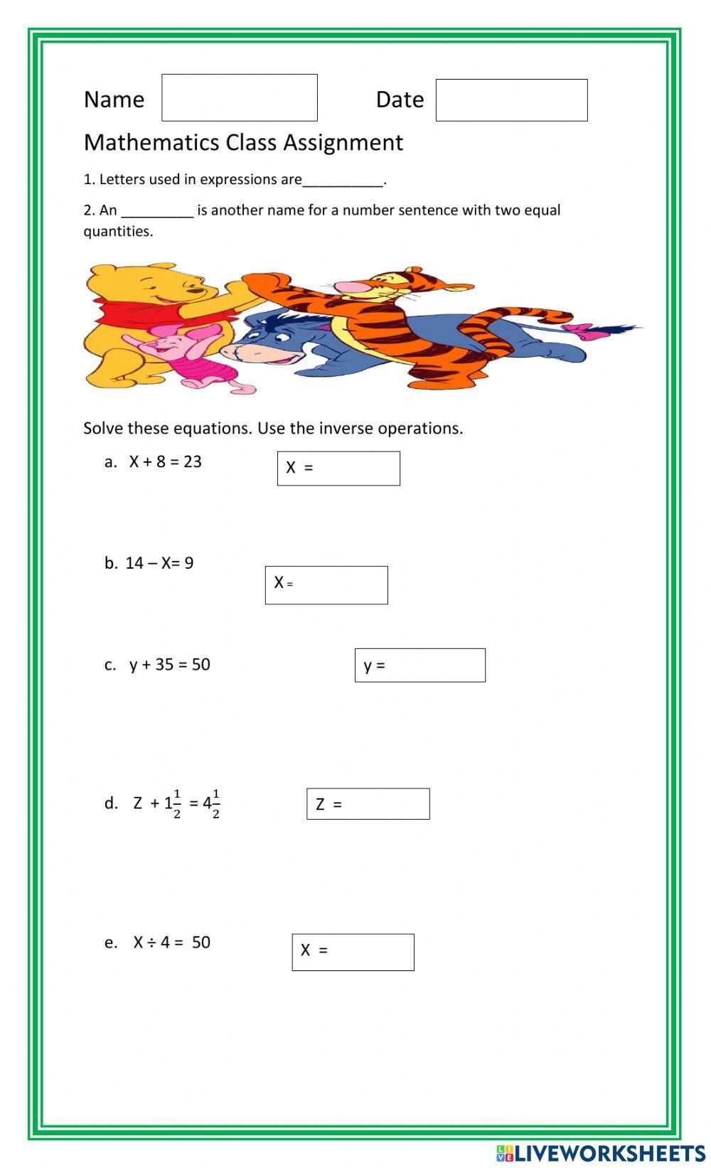 Expressions and equations