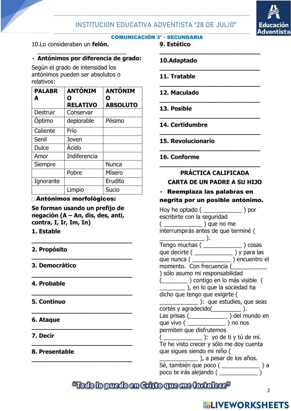 Antónimos y sinónimos