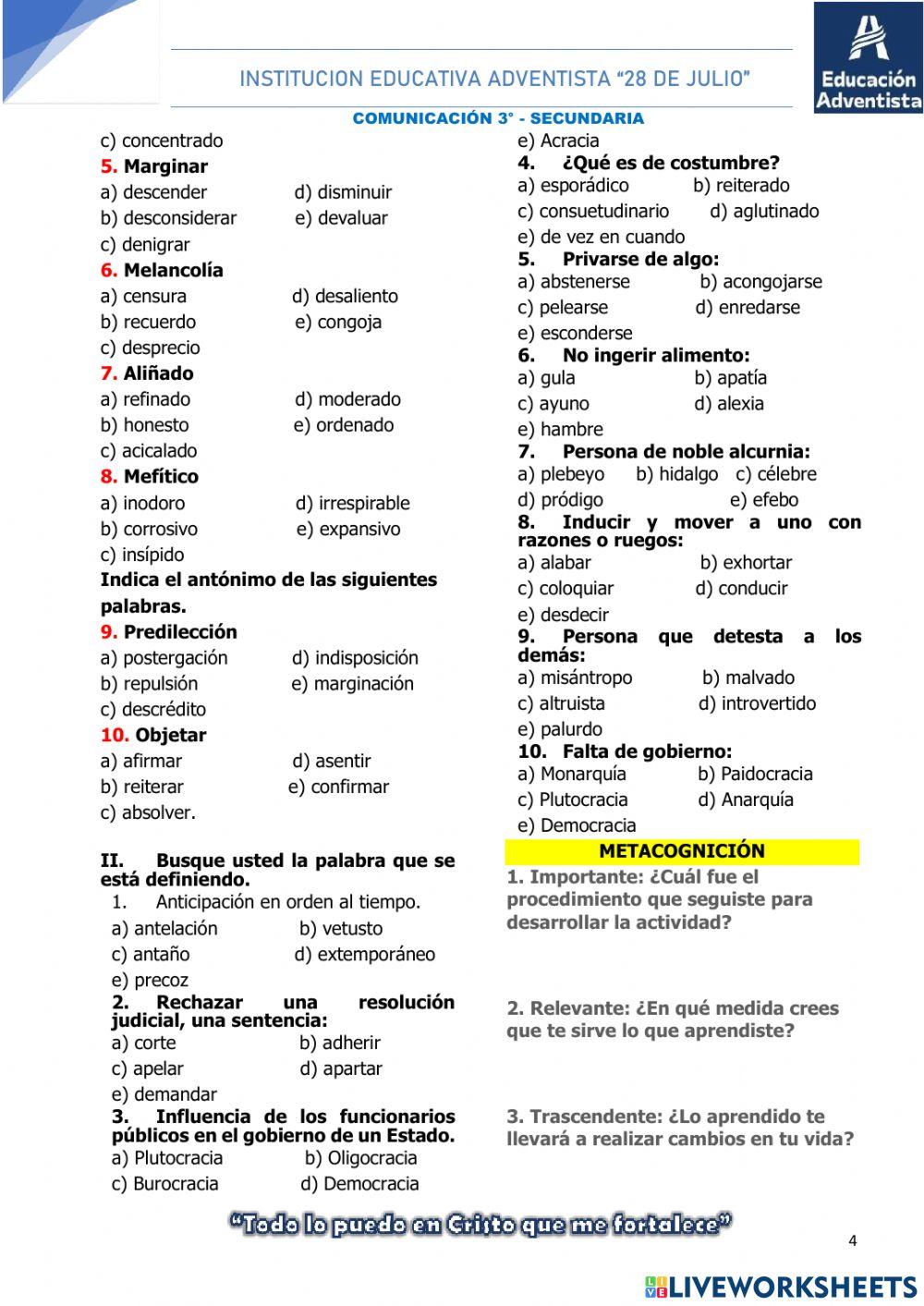 Antónimos y sinónimos