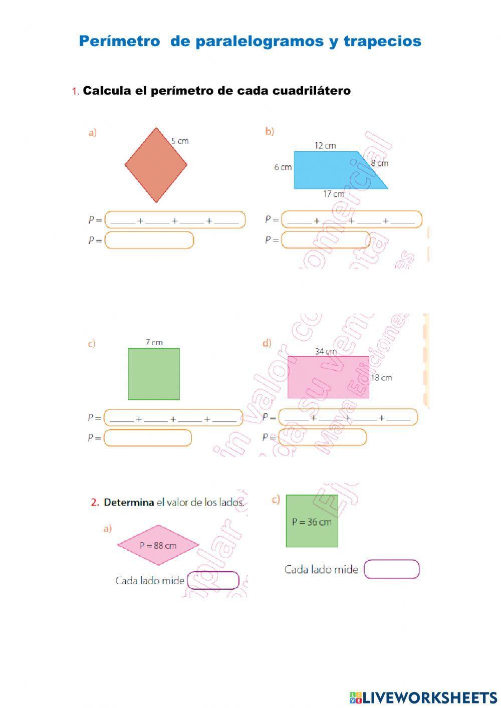 Perímetro de cuadriláteros