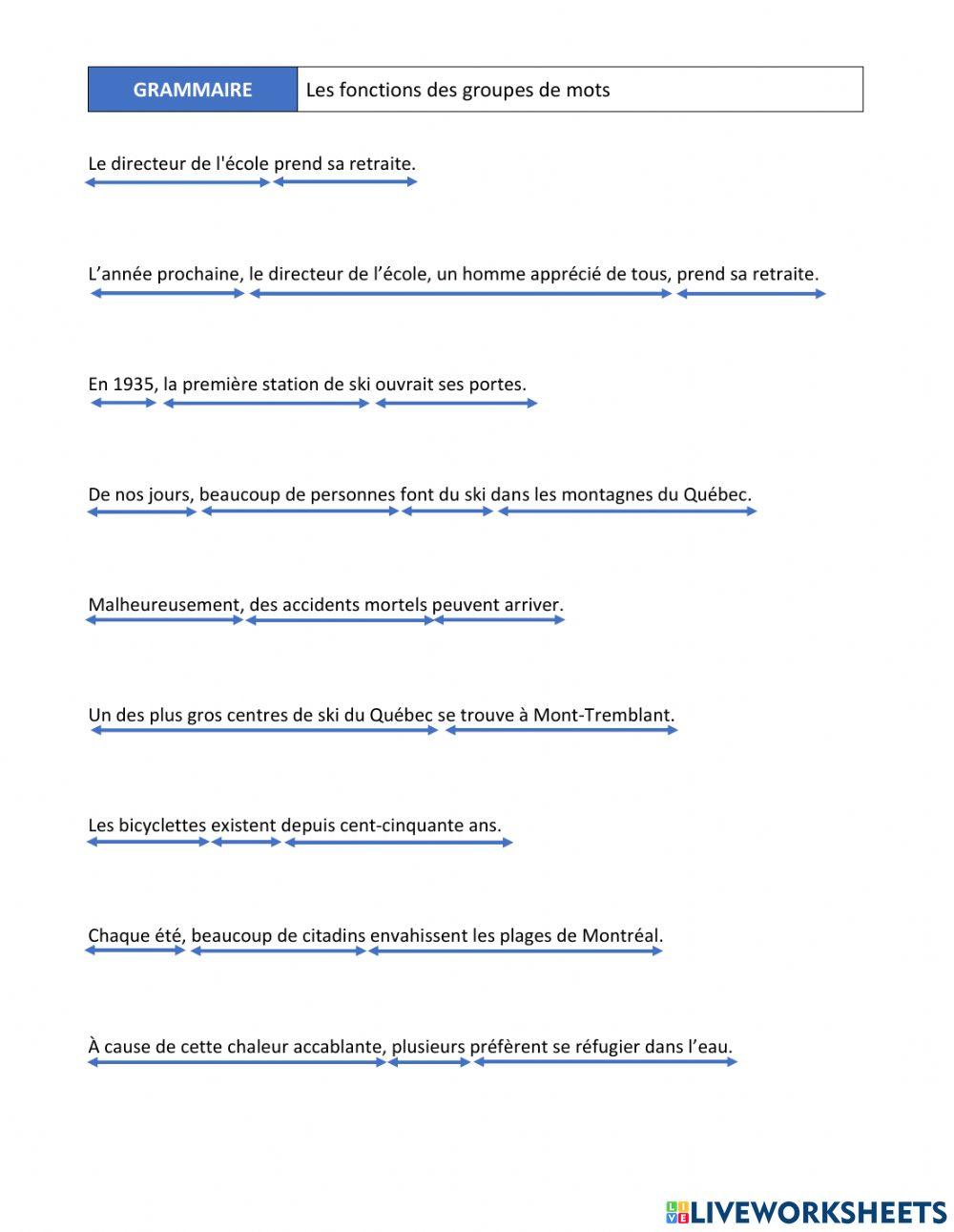 Les fonctions des groupes de mots