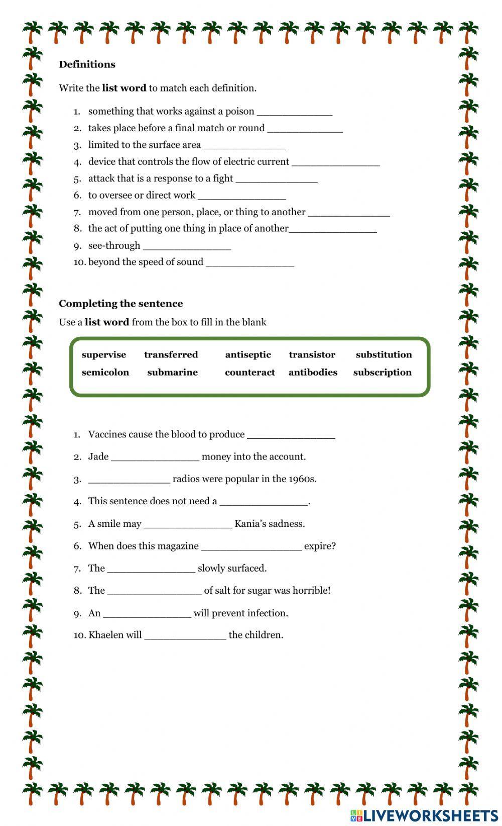 Prefixes: anti, counter, super, sub, ultra, trans, and semi