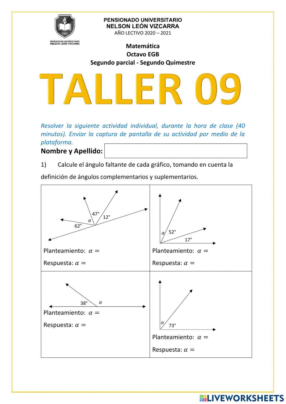 Ángulos complementarios y suplementarios