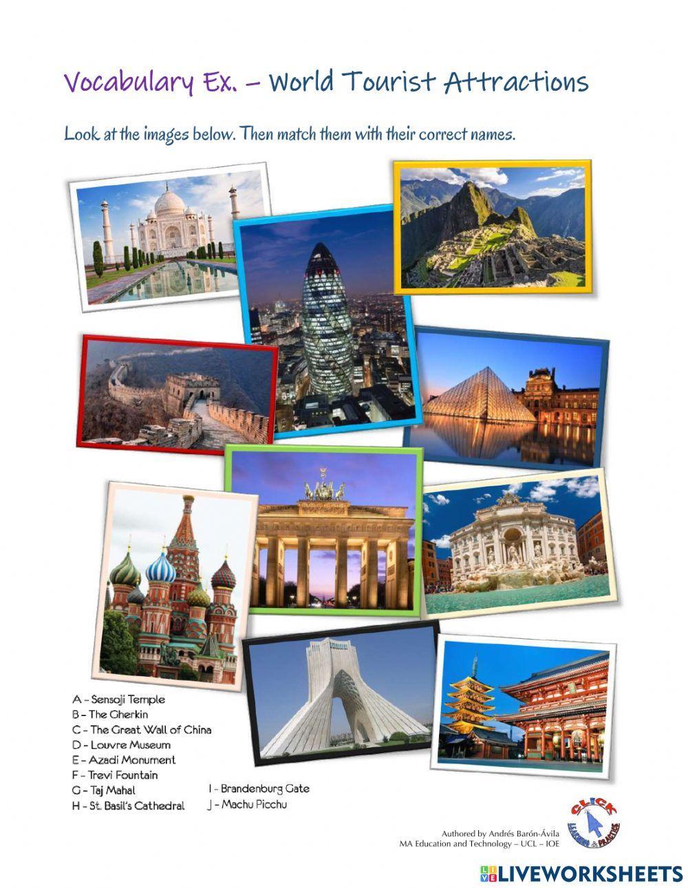 Vocabulary Ex. World Tourist Attractions