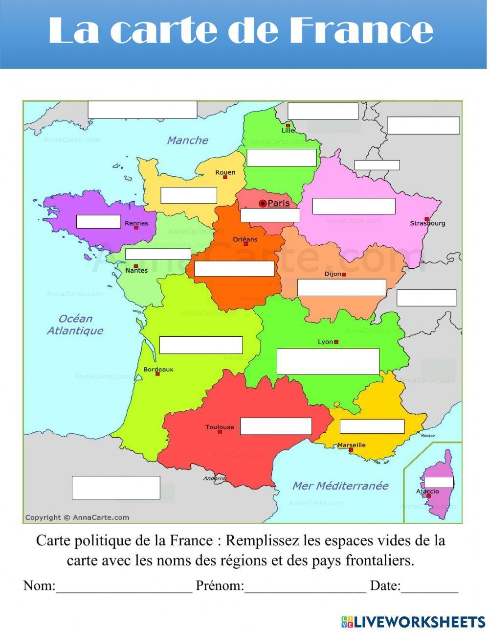 La carte de la France