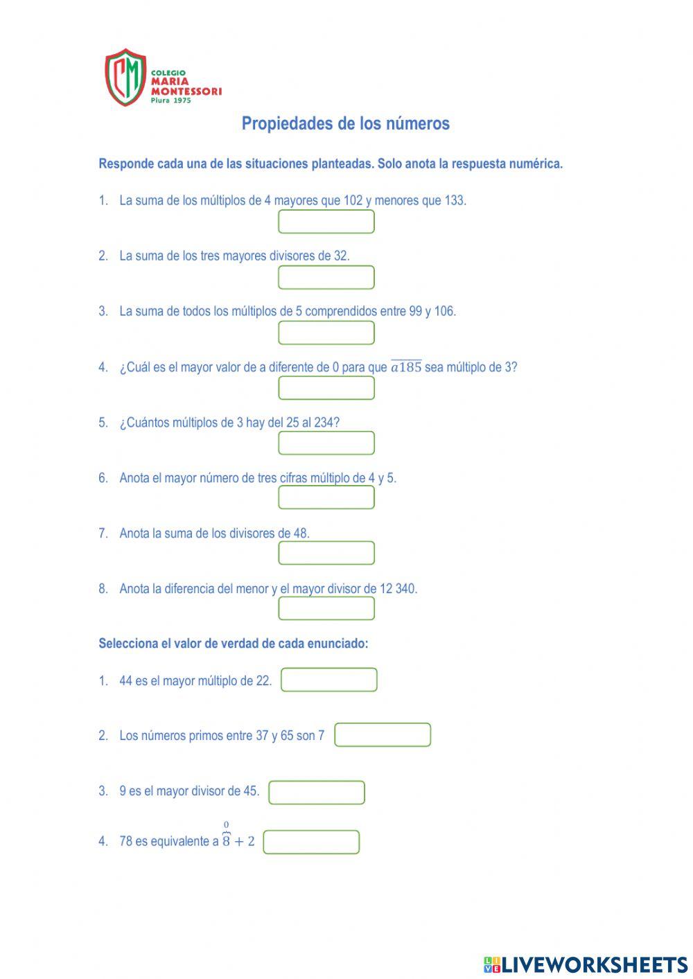 Propiedades de números