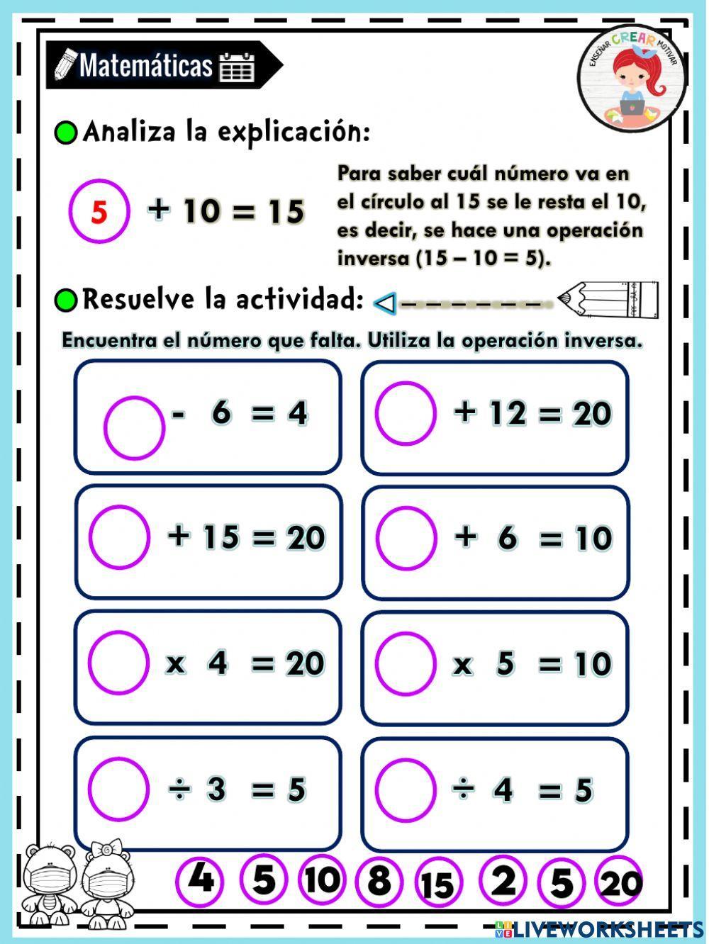Operaciones inversas