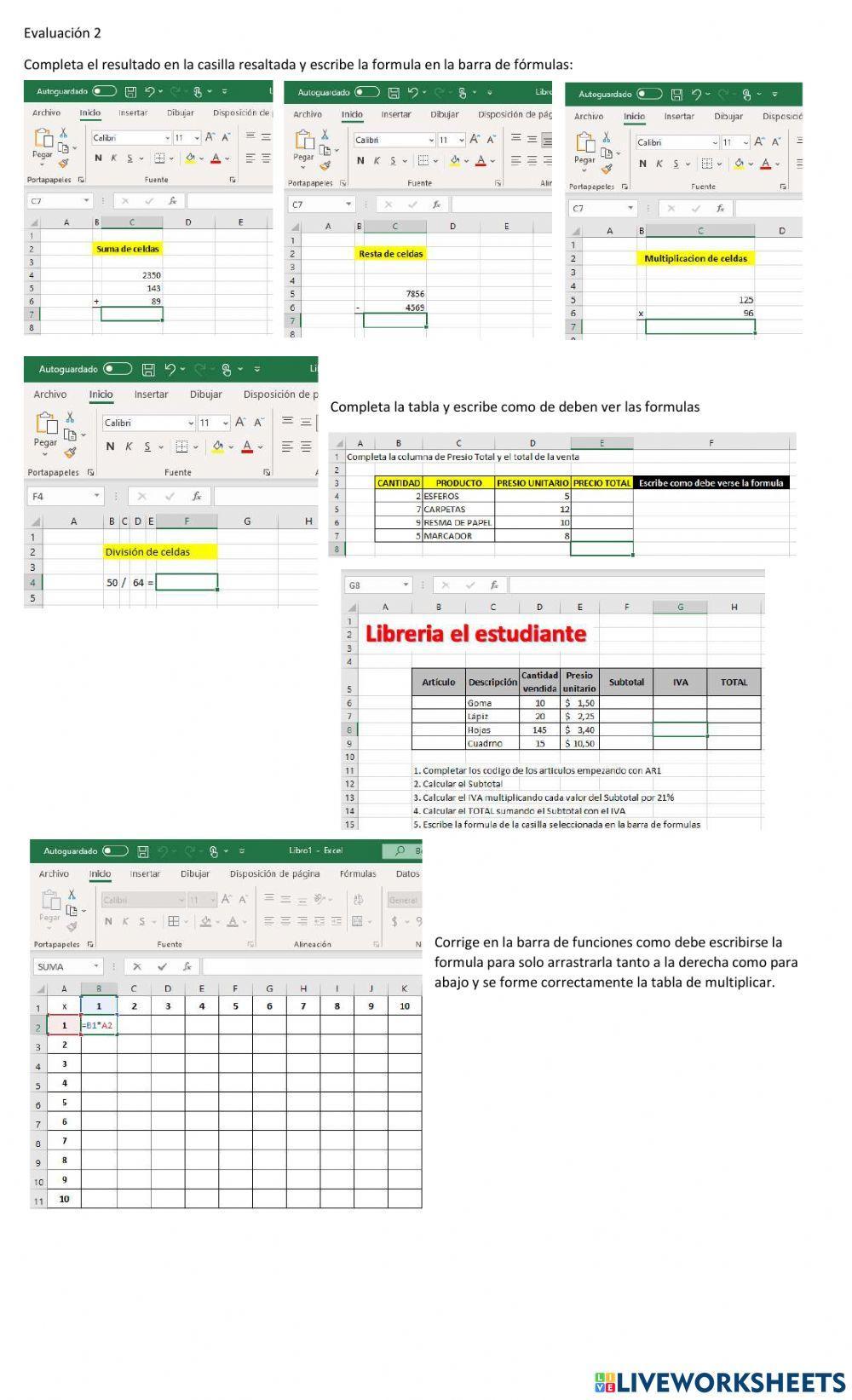 Operaciones básicas en Excel