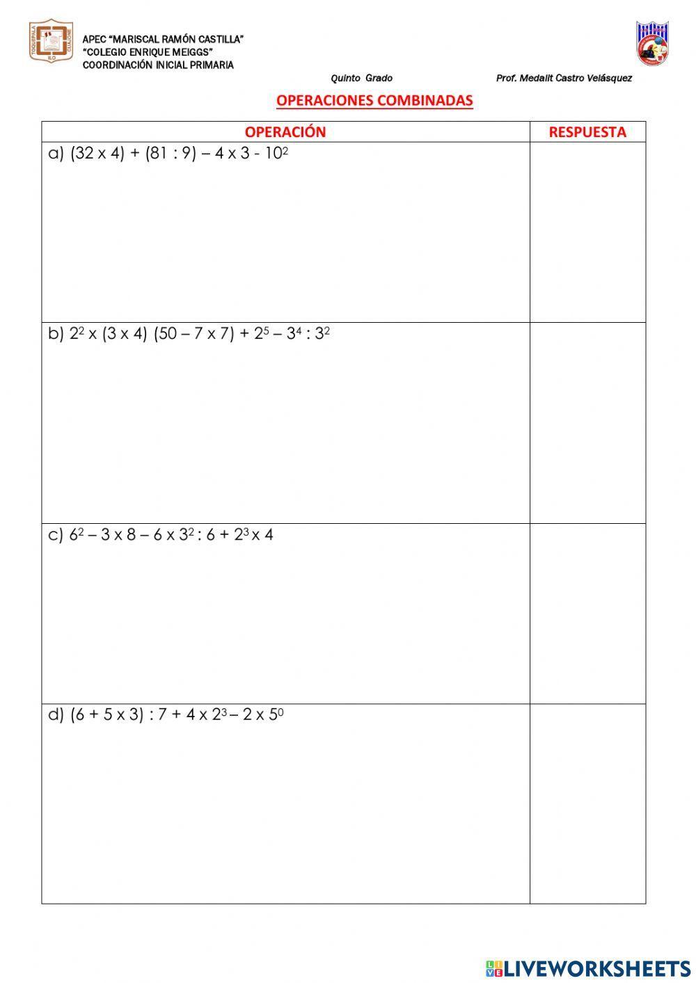 Operaciones combinadas