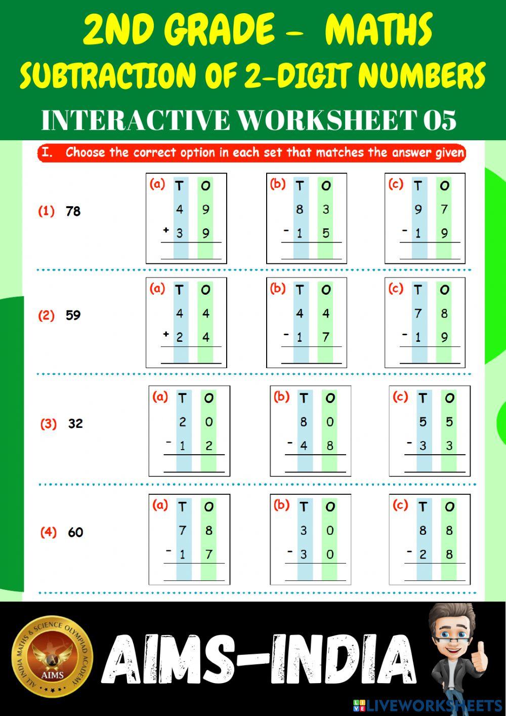 2nd-maths-ps05-subtraction of 2-digit numbers - ch 03