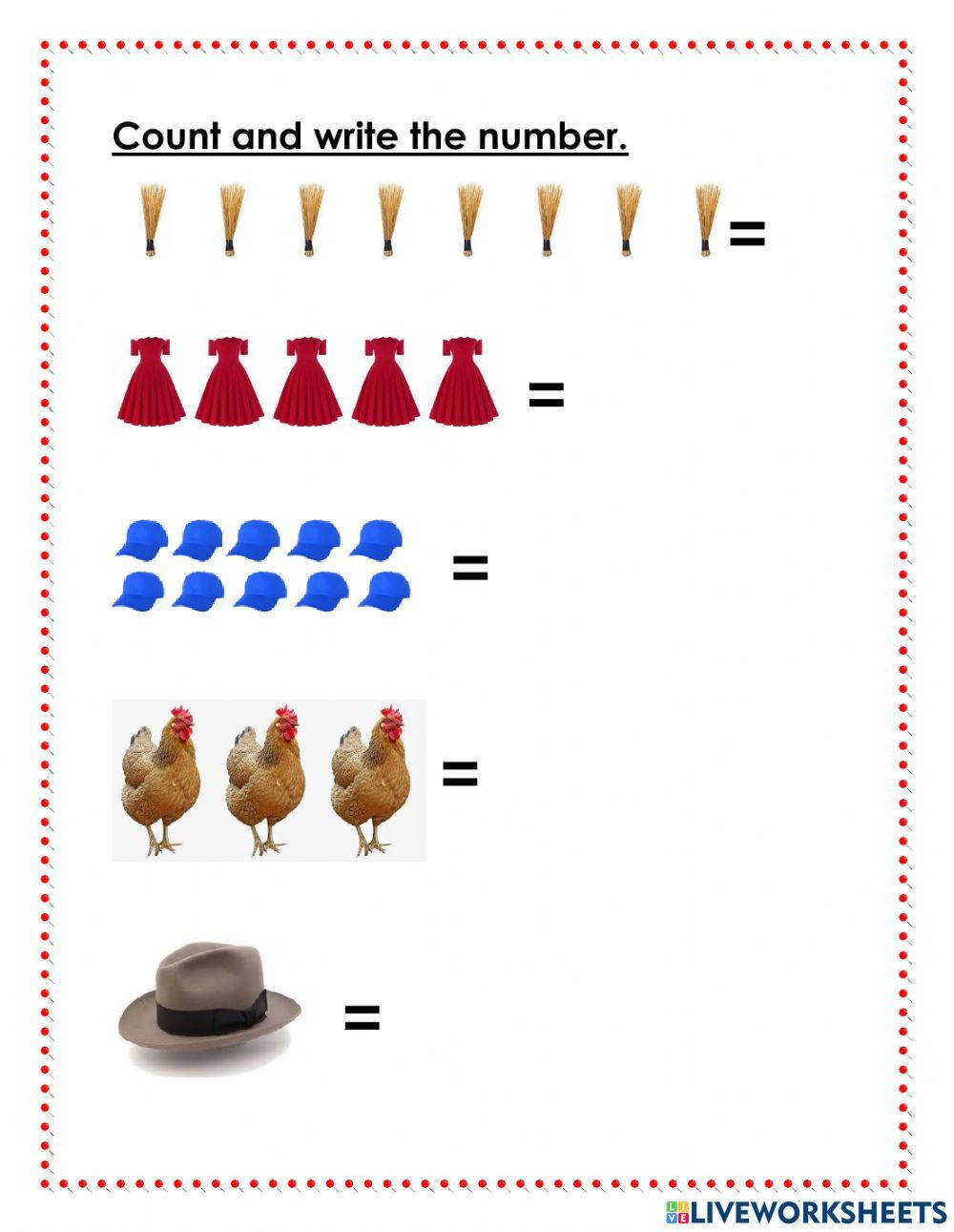 Count and write the number. interactive worksheet | Live Worksheets