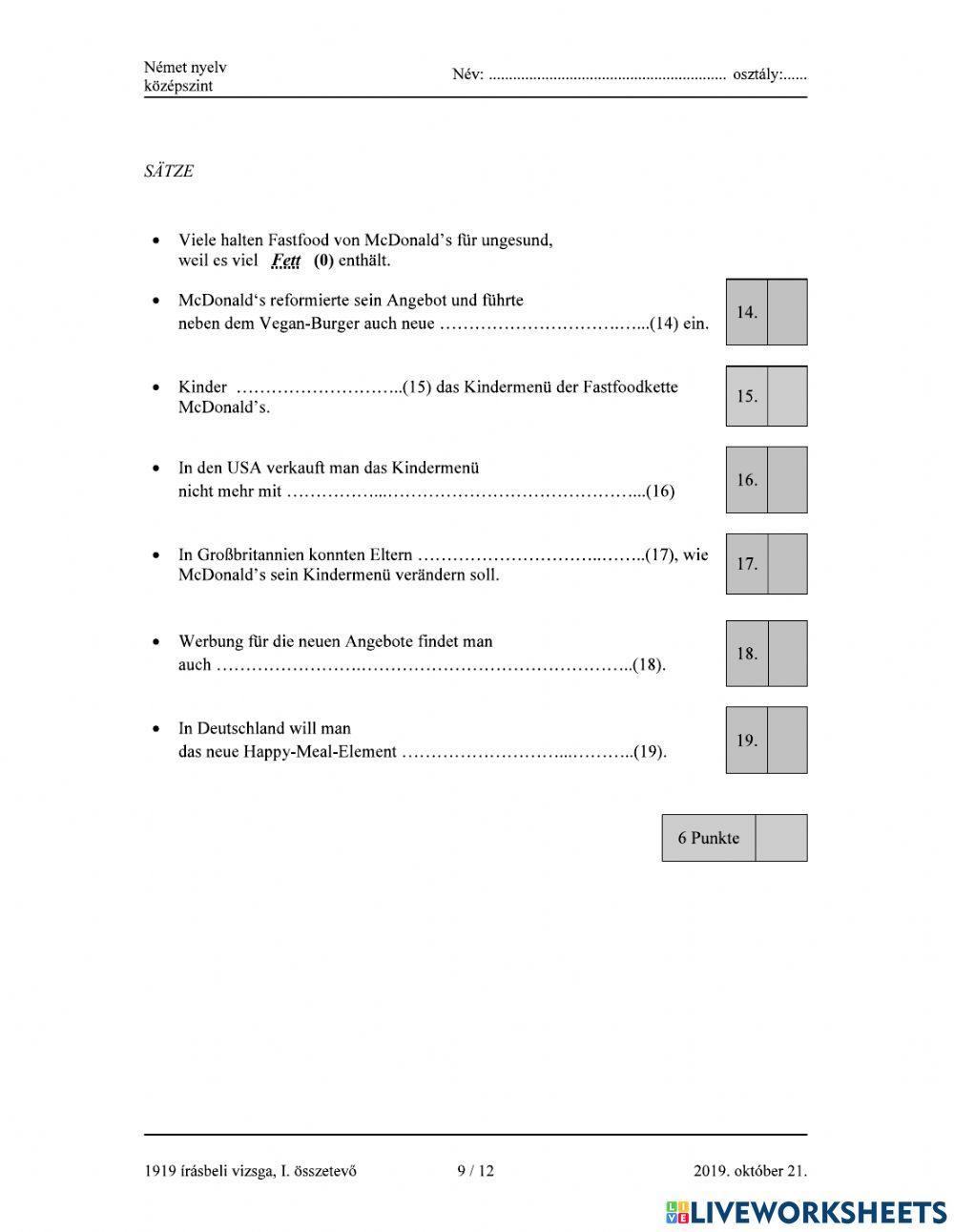 Német középszintű érettségi