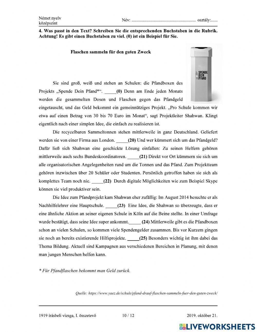 Német középszintű érettségi